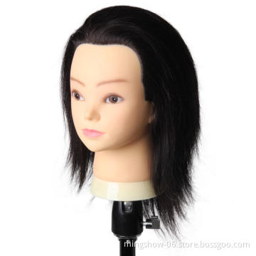 100% Human Hair Mannequin Head Real Human Hair Natural Black Color Practice Model Training Head For Hairdresser